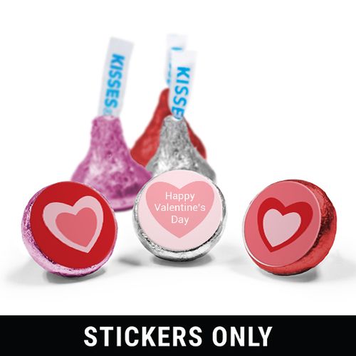 Valentine's Day 3/4" Sticker Pink Hearts (108 Stickers)