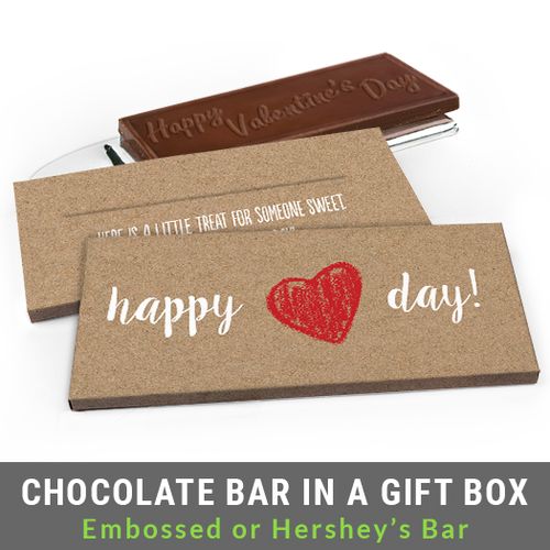 Deluxe Personalized Hand Drawn Heart Valentine's Day Chocolate Bar in Gift Box