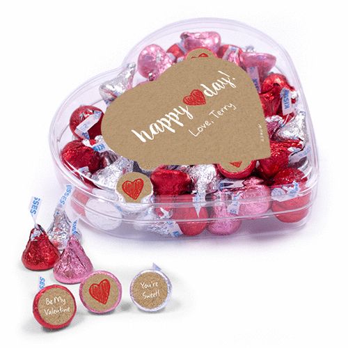 Personalized Valentine's Day Red Heart Clear Heart Box 13oz