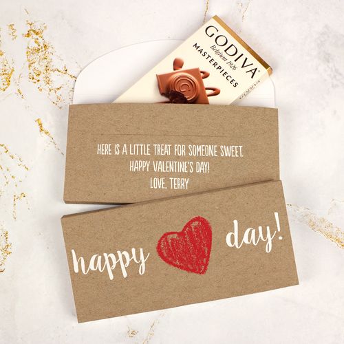 Deluxe Personalized Drawn Heart Valentine's Day Godiva Chocolate Bar in Gift Box
