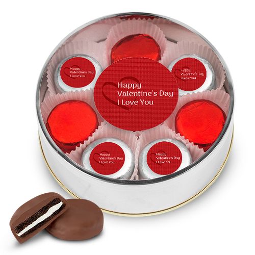 Valentine's Day Silver Extra Large Plastic Tin - 16 Chocolate Covered Oreo Cookies