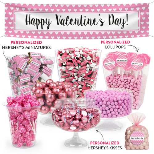 Personalized Valentine's Day Hearts Parade Deluxe Candy Buffet