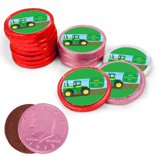 Valentine's Day Harvest Milk Chocolate Red, Pink and White Coins with Stickers (84 Pack)