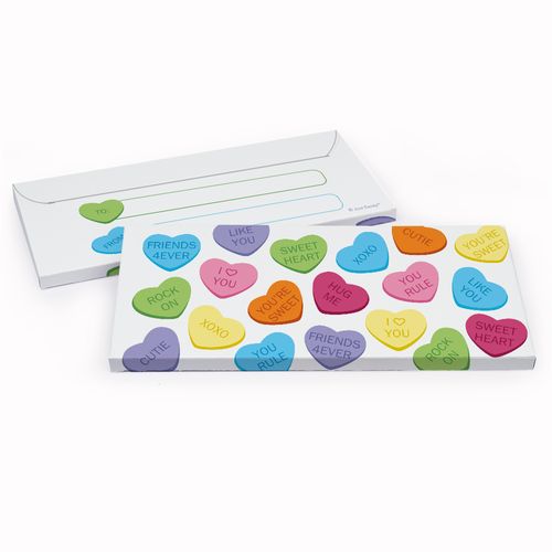 Deluxe Personalized Conversation Hearts Valentine's Day Candy Bar Favor Box