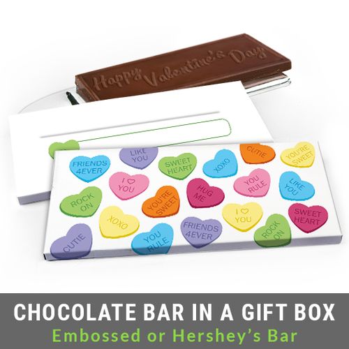 Deluxe Personalized Conversation Hearts Valentine's Day Chocolate Bar in Gift Box