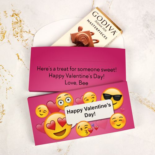 Deluxe Personalized Emoji Valentine's Day Godiva Chocolate Bar in Gift Box