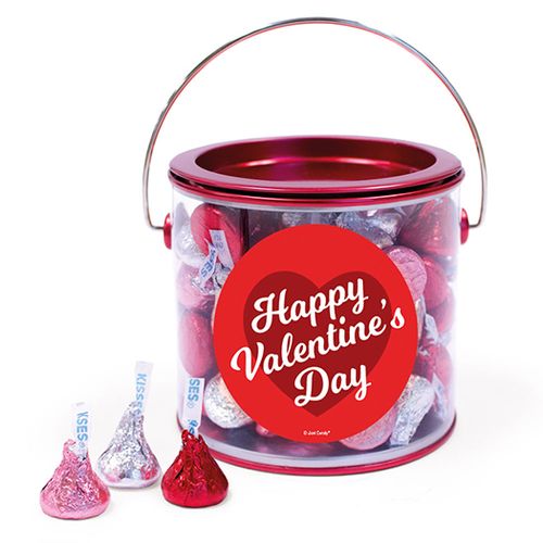 Happy Valentine's Day Script Heart Hershey's Kisses Red Paint Can