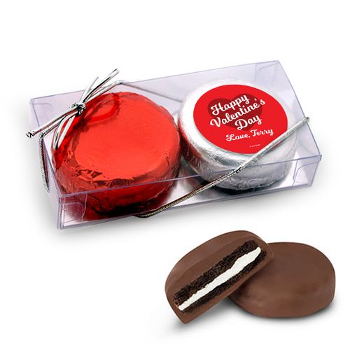 Personalized Valentine's Day Script Heart 2Pk Chocolate Covered Oreo Cookies