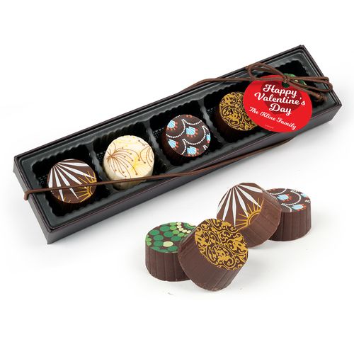 Personalized Valentine's Day Script Heart Gourmet Belgian Chocolate Truffle Gift Box (5 Truffles)