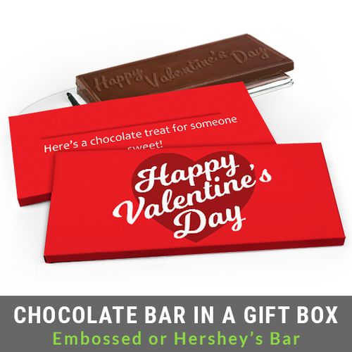 Deluxe Personalized Script Heart Valentine's Day Chocolate Bar in Gift Box