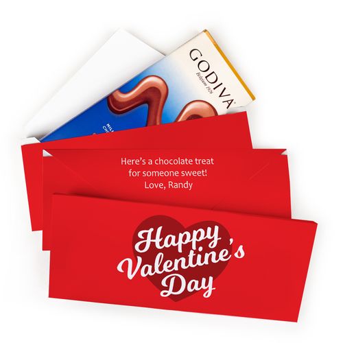 Deluxe Personalized Script Valentine's Day Godiva Chocolate Bar in Gift Box