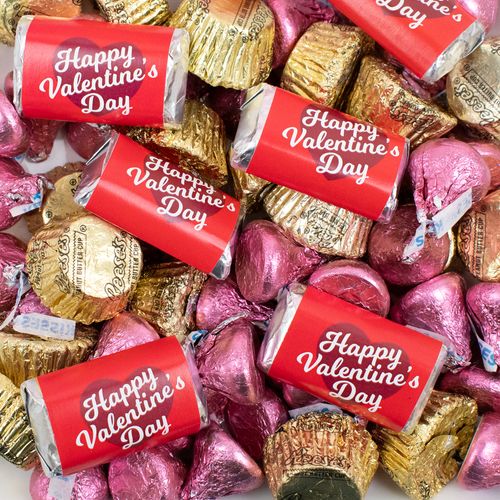 Valentine's Day Script Heart Mix Hershey's Miniatures, Kisses and Peanut Butter Cups