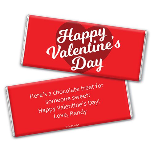Personalized Valentine's Day Script Heart Hershey's Chocolate Bar & Wrapper