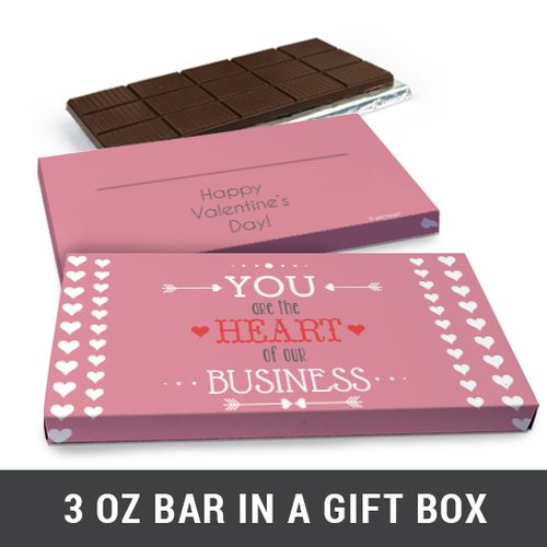 Deluxe Personalized Heart of Our Business Valentine's Day Chocolate Bar in Gift Box (3oz Bar)