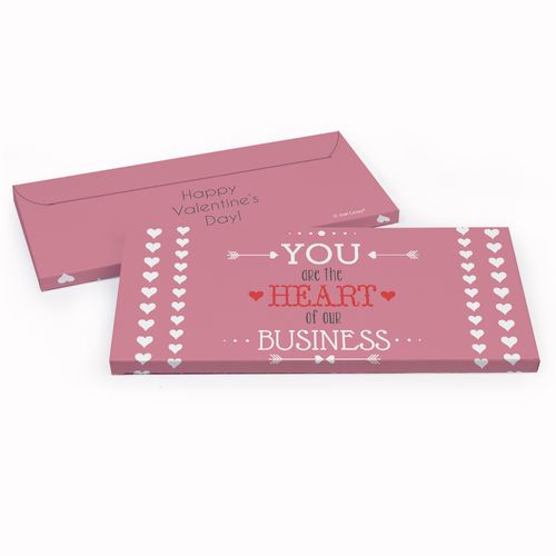 Deluxe Personalized Heart of Our Business Valentine's Day Candy Bar Favor Box