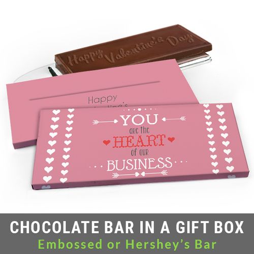 Deluxe Personalized Heart of Our Business Valentine's Day Chocolate Bar in Gift Box