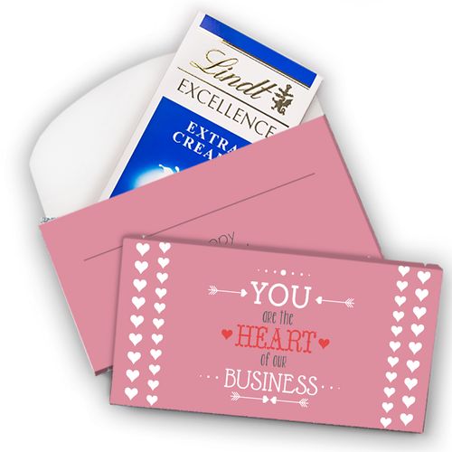 Deluxe Personalized Valentine's Day Heart of Our Business Lindt Chocolate Bar in Gift Box (3.5oz)