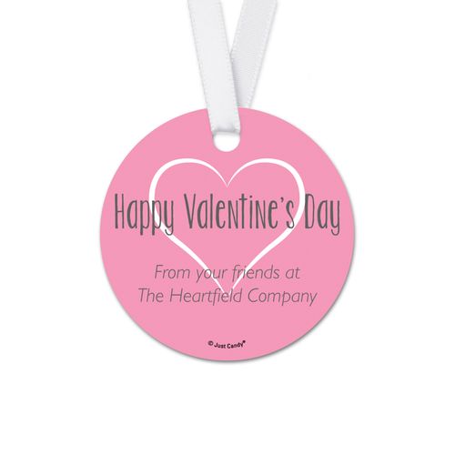 Personalized Valentine's Day White Heart Round Favor Gift Tags (20 Pack)