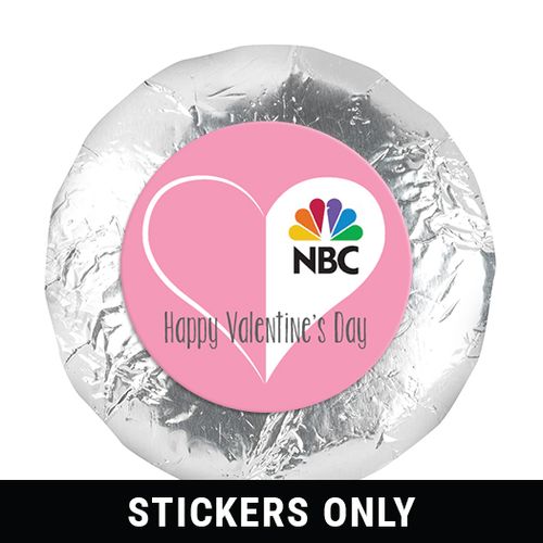 Personalized Valentine's Day Add Your Logo White Heart 1.25" Stickers (48 Stickers)