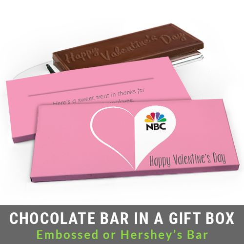 Deluxe Personalized Add Your Logo Heart Valentine's Day Chocolate Bar in Gift Box