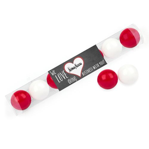 Personalized Valentine's Day Add Your Logo Heart Gumball Tube