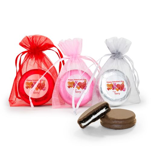 Personalized Valentine's Day Conversation Hearts Chocolate Covered Oreo Cookie in Organza Bags
