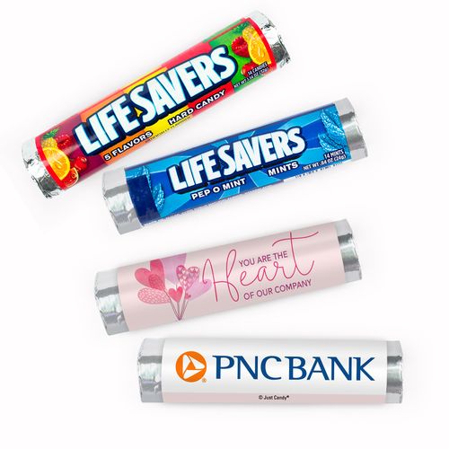 Personalized Valentine's Day Sending Hearts Add Your Logo Lifesavers Rolls (20 Rolls)