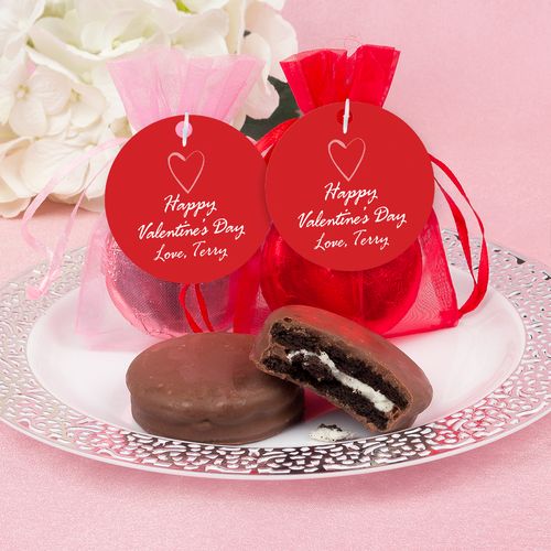Personalized Valentine's Day Happy Heart Chocolate Covered Oreo Cookie in Organza Bags
