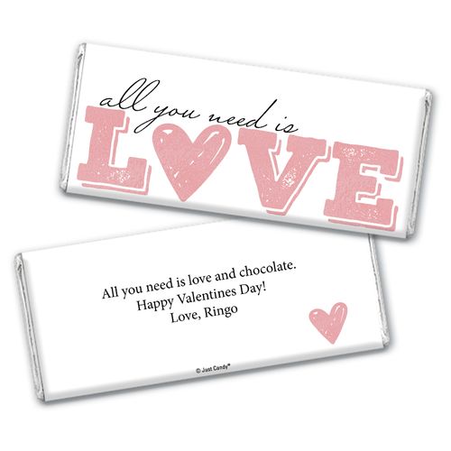 Personalized Valentine's Day All You Need is Love Chocolate Bar Wrappers Only
