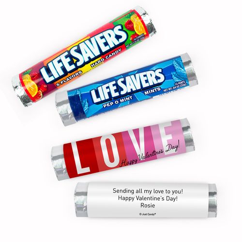 Personalized Valentine's Day Color Block Love Lifesavers Rolls (20 Rolls)
