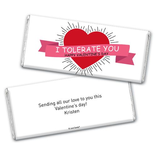Personalized Valentine's Day I Tolerate You Hershey's Chocolate Bar & Wrapper