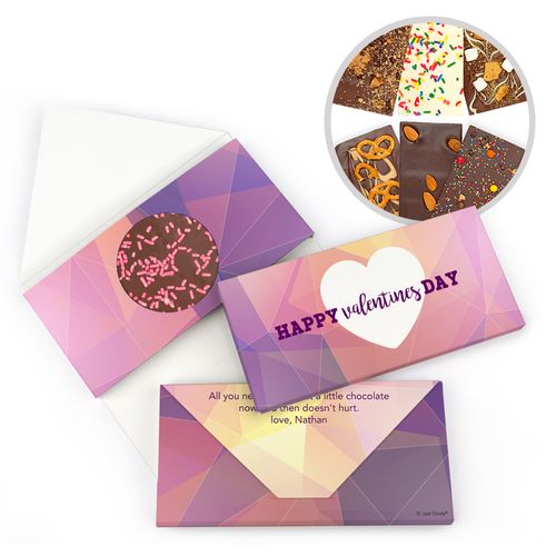 Personalized Kaleidoscope Heart Valentine's Day Gourmet Infused Belgian Chocolate Bars (3.5oz)