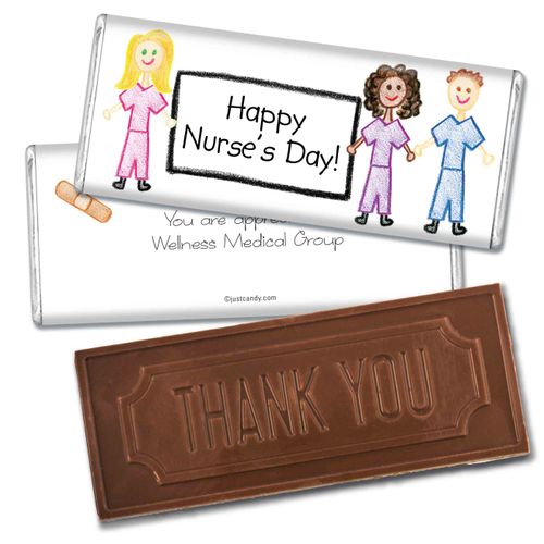 Nurse Appreciation Personalized Embossed Chocolate Bar Multicultural Scrubs