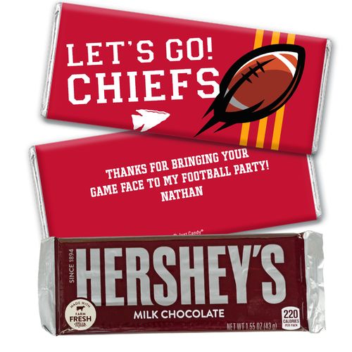 Personalized Chiefs Football Party Hershey's Hershey's Milk Chocolate Bar & Wrapper