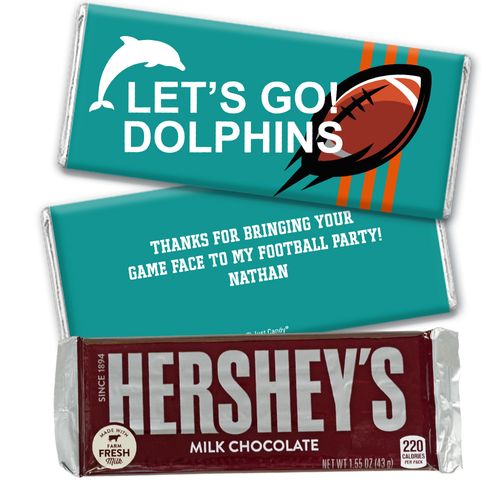 Personalized Dolphins Football Party Hershey's Hershey's Milk Chocolate Bar & Wrapper