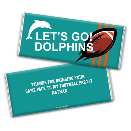 Personalized Dolphins Football Party Hershey's Chocolate Bar & Wrapper