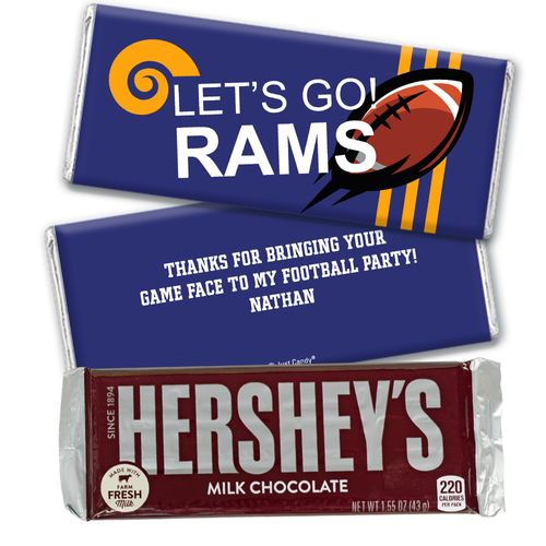 Personalized Rams Football Party Hershey's Hershey's Milk Chocolate Bar & Wrapper