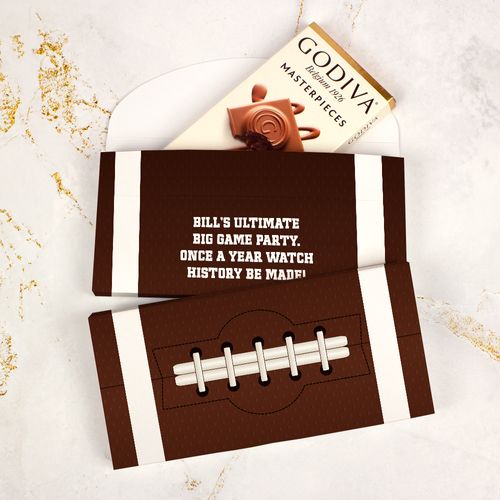 Deluxe Personalized Big Game Football Godiva Chocolate Bar in Gift Box