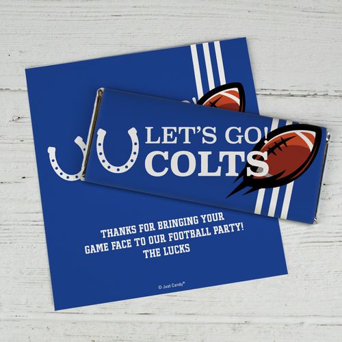 Personalized Colts Football Party Chocolate Bar Wrappers Only