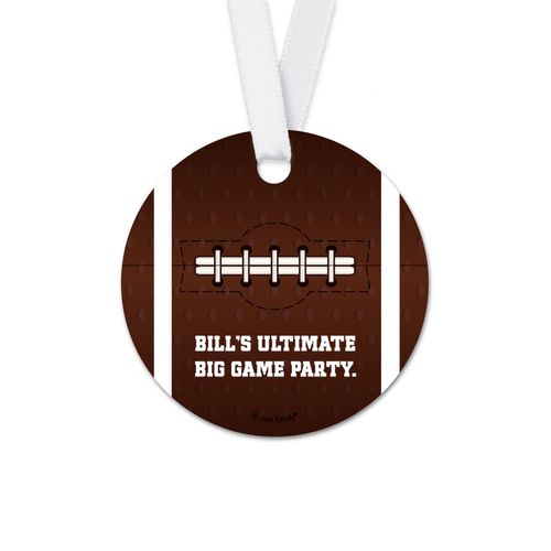Personalized Football Party Themed Football Round Favor Gift Tags (20 Pack)