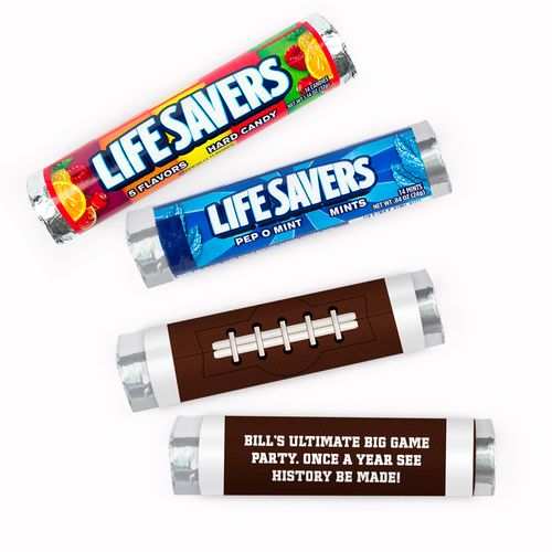 Personalized Football Party Themed Football Lifesavers Rolls (20 Rolls)
