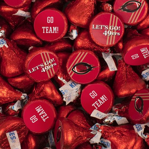 49ers Football Party Stickers and Hershey's Kisses Candy - Assembled 100 Pack