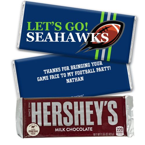 Personalized Seahawks Football Party Hershey's Hershey's Milk Chocolate Bar & Wrapper