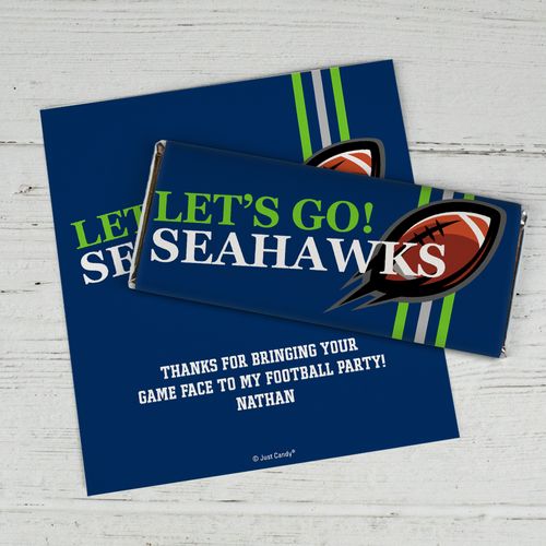 Personalized Seahawks Football Party Chocolate Bar Wrappers Only