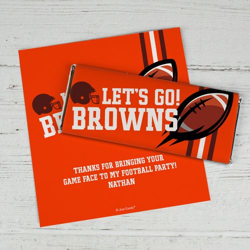 Personalized Browns Football Party Chocolate Bar Wrappers Only
