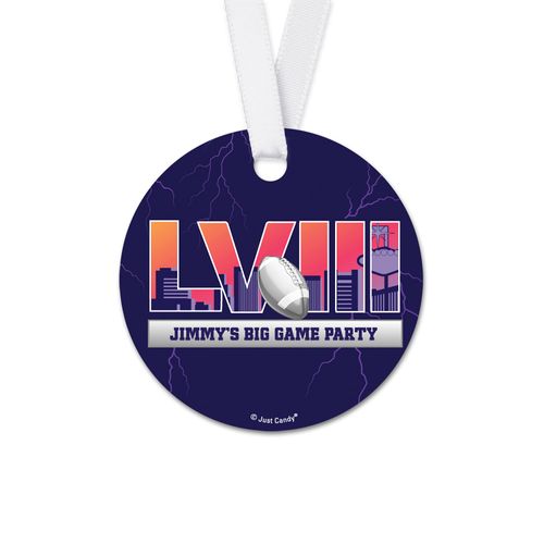 Personalized Football Party Themed Football Stadium Round Favor Gift Tags (20 Pack)
