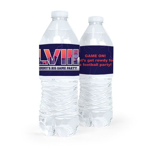 Personalized Football Party Themed Football Stadium Water Bottle Sticker Labels (5 Labels)