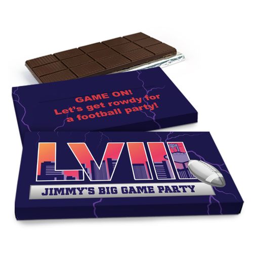Deluxe Personalized Football Stadium Football Party Themed Chocolate Bar in Gift Box (3oz Bar)