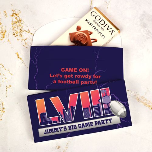 Deluxe Personalized Big Game Stadium Godiva Chocolate Bar in Gift Box