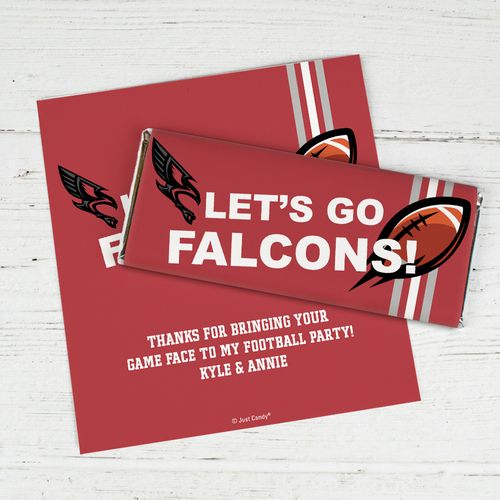 Personalized Football Party Chocolate Bar Wrapper Only - Let's Go Falcons